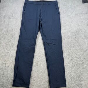 BONOBOS Mens Slim Fit Navy Blue Chino Dress Pants 33x31 Cotton Nylon Elastane